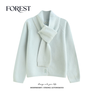 清仓 毛衣开衫 2件5折 慵懒风双粒扣围脖圆领长袖 外套 不退不换