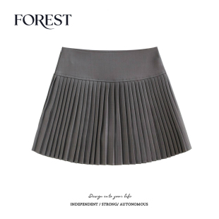 高腰显瘦百褶半身裙短裙A字裙短裙安全裤 韩版 春夏新款 拾野森