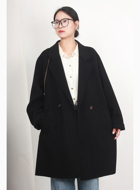 显瘦胖妹妹双面羊毛大衣加肥加大