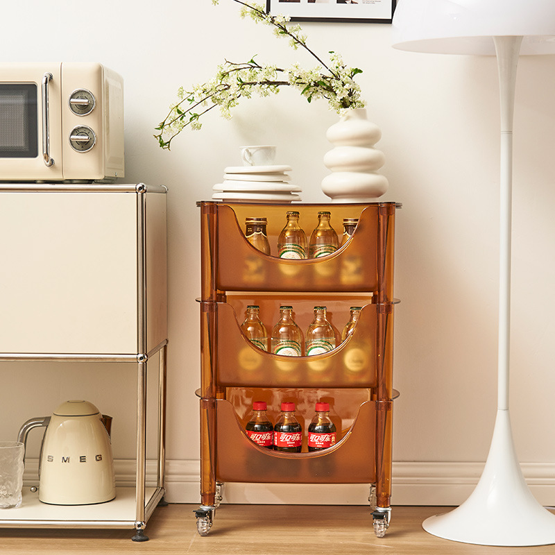 亚克力客厅透明零食置物沙发推车