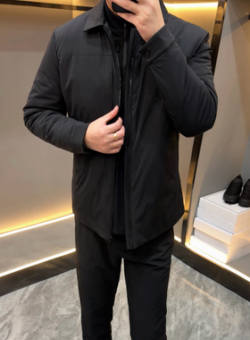 35359冬季加绒加厚翻领舒适简约百搭行政夹克棉服商务休闲棉衣