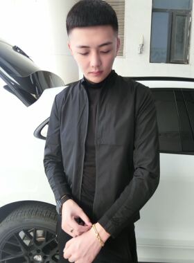 精神社会小伙外套男春秋新款拼接袖口单款夹克网红同款青年外套潮