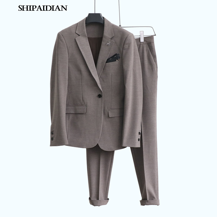 SUIT SUIT MENS SOLID COLOR KOREAN VERSION OF THE YOUTH TRENDY MENS WEDDING GROOMSMEN DRESS SLIM SUIT TWO-PIECE OVERALLS