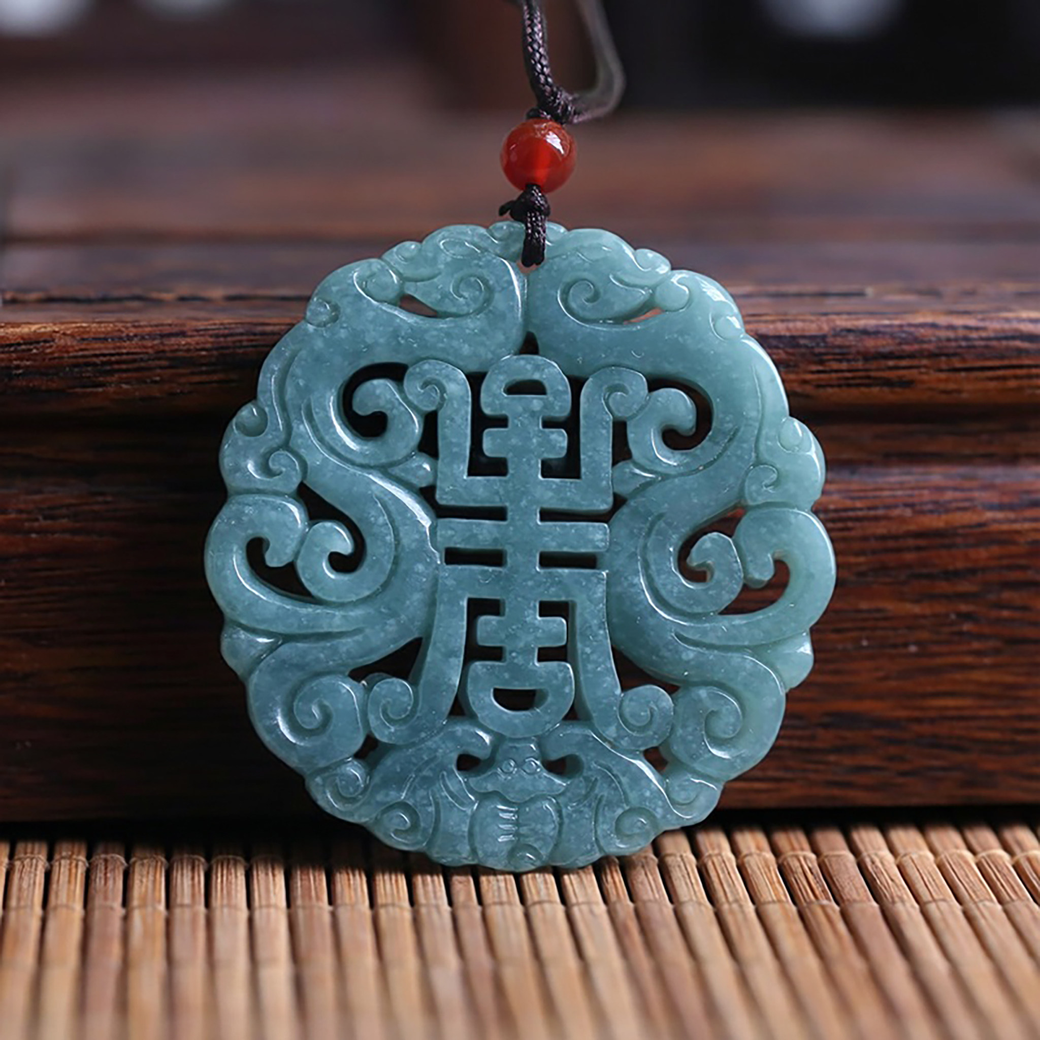 天然翡翠A货福禄寿镂空挂件 古典大气玉石吊坠 仿古玉佩传统饰品