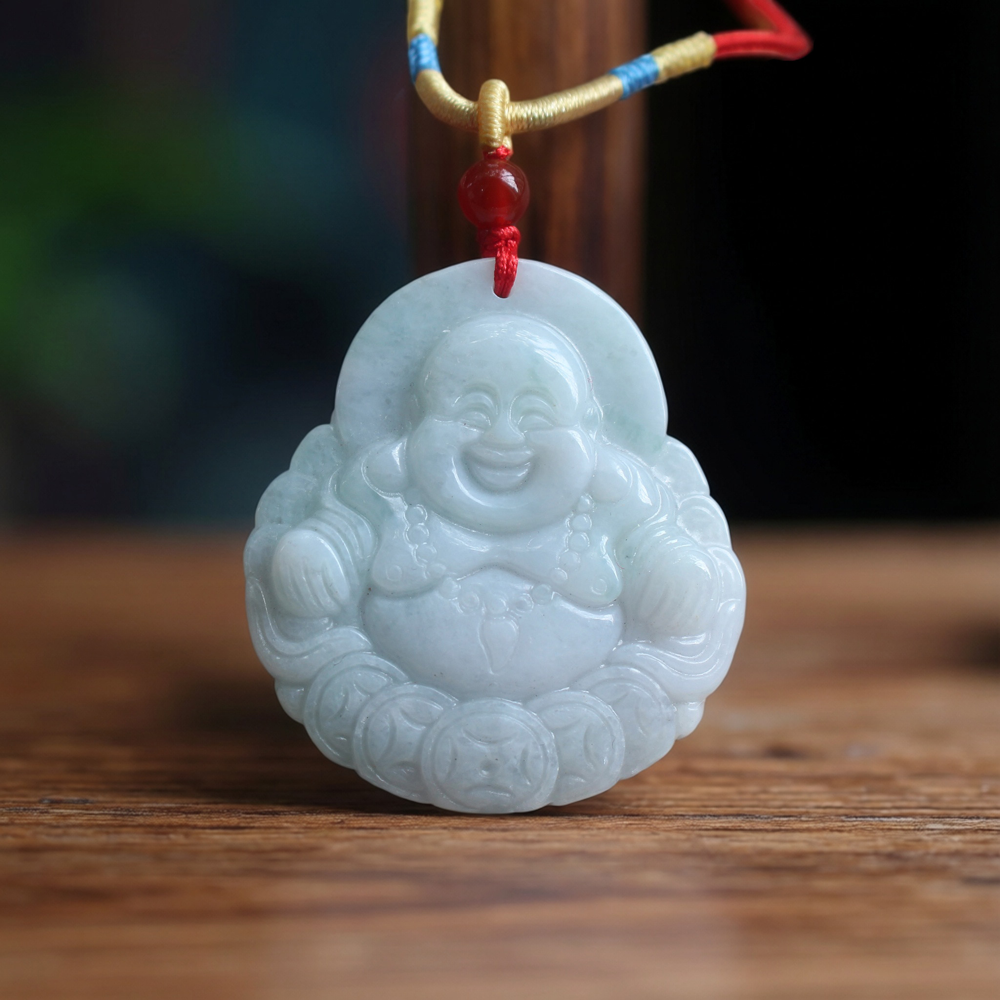 缅甸翡翠A货金钱佛吊坠