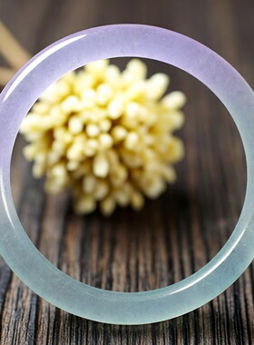 淡紫冰透石英岩玉手镯清新复古