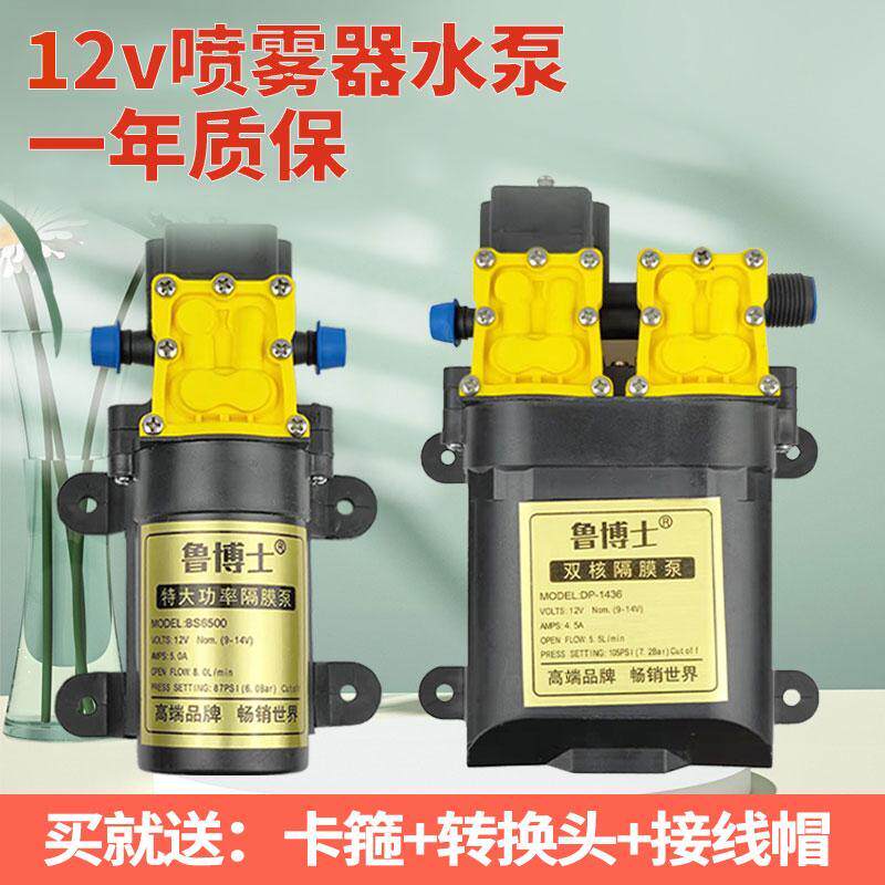 12V农用电动喷雾器水泵隔膜泵智能泵高压自吸泵大功率打药机马达图片