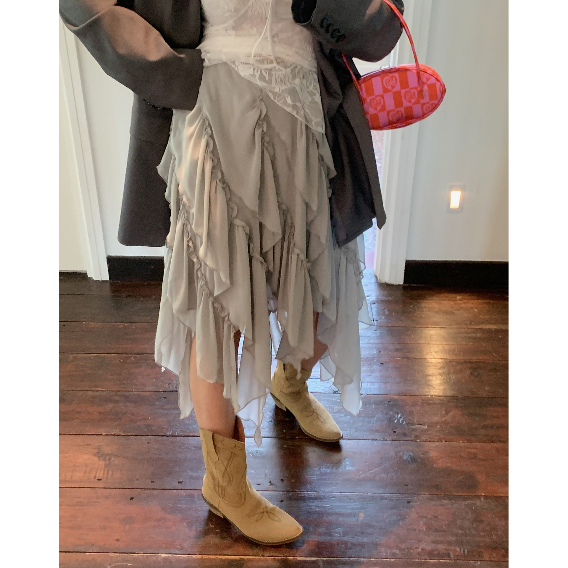 Dazi金大支不规则飘逸半身裙