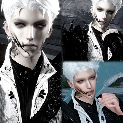 发2 纹 黑白皮双妆 ka咔 逆水寒手游捏脸全职业男通用 原版