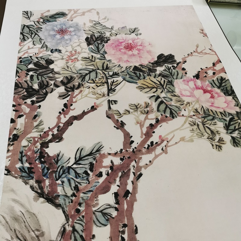 赵之谦牡丹图复古书画花卉写意国画微喷仿真装裱挂轴中堂酒店装饰图片