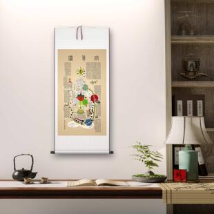 修真图 内外火候内经中医茶室禅意挂画直播拍摄道具高清卷轴字画