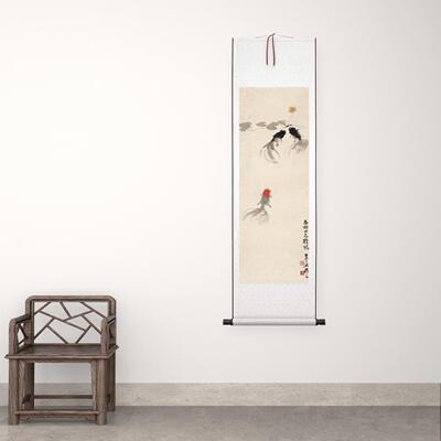 近现代吴作人金鱼图轴中