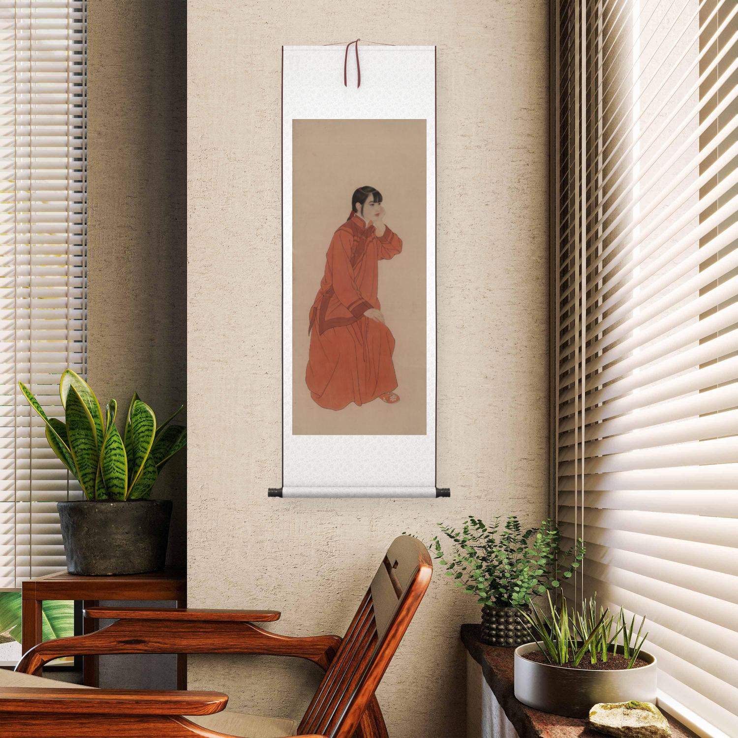 新品1:1当代 何家英 独坐黄昏后 人物画高清微喷复制临摹范本