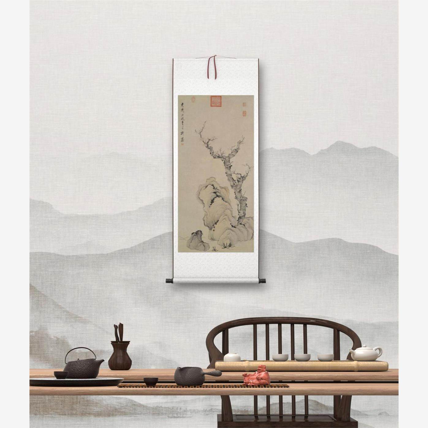 11明陈洪绶梅石图树古