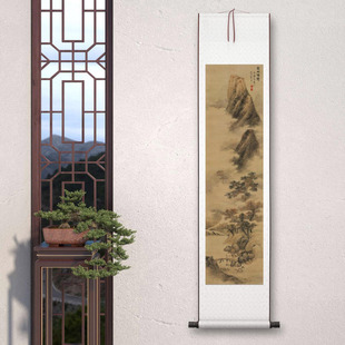 1:1明蓝瑛 楚山秋霁图 山水风景国画装饰画高清喷绘复制临摹范本