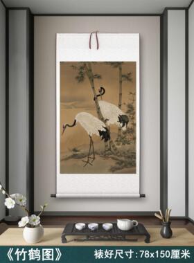 边景昭《竹鹤图》客厅墙