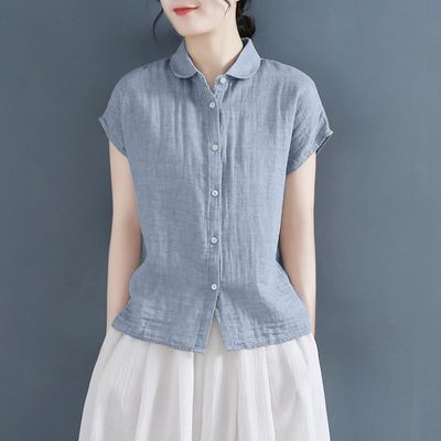 棉麻无袖衬衫女夏季新款