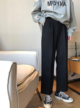 超大码春秋坠感阔腿裤女胖mm休闲西装裤200斤宽松九分裤cec直筒裤