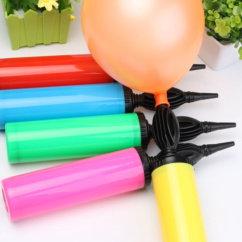 气球手推打气筒手动塑料便携式双向充气泵糖果色尖嘴空气球充气筒