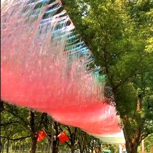 饰丝带 网红打卡户外天幕流苏梦幻长廊金光幻彩雨丝帘生日背景墙装