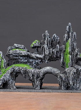 仿真假山石头家居装饰品桌面摆件园艺绿植小生态盆景鱼缸造景摆件