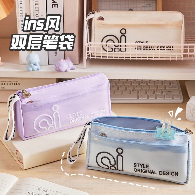 美拉德黑白格子日系手提