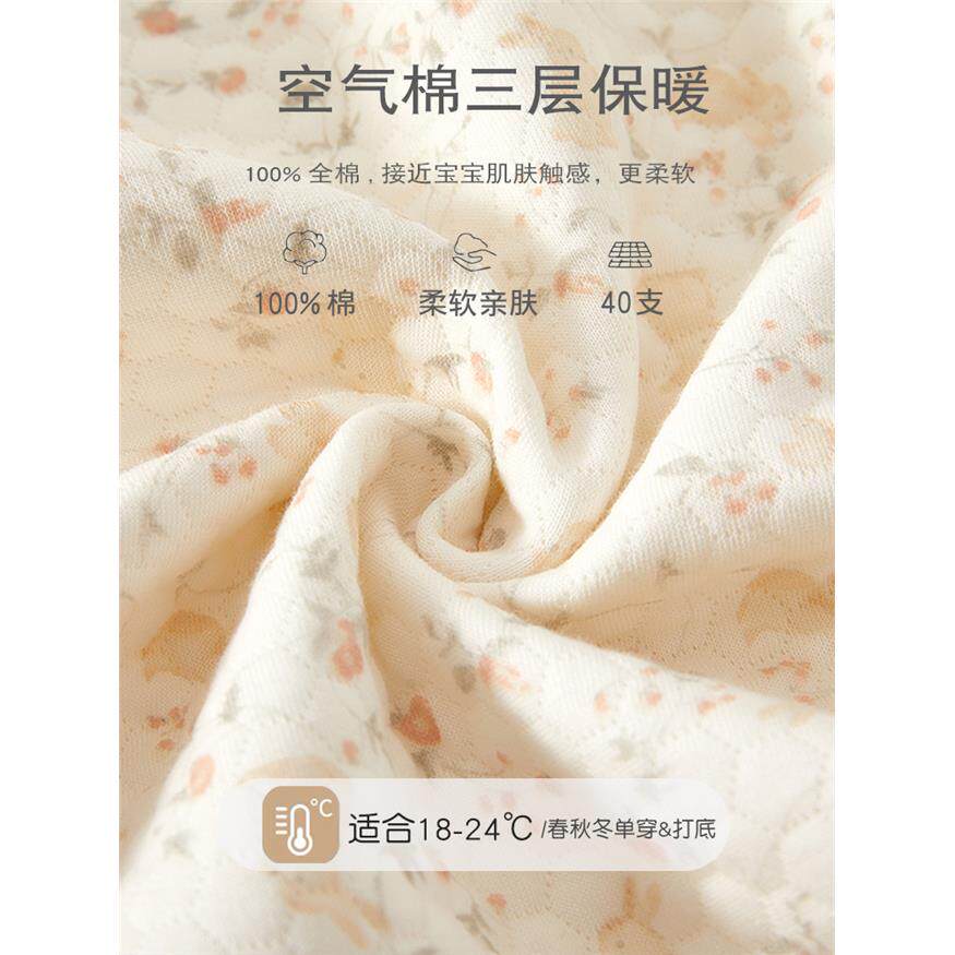 婴儿夹棉连体衣秋冬满月