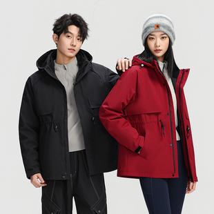 冲锋衣鹅绒服双面穿保暖内胆可拆卸帽子三合一春秋冬季