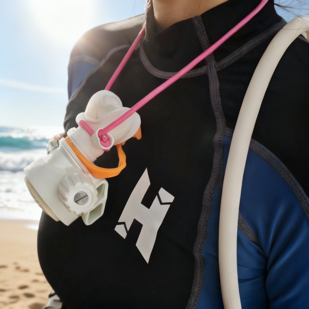 潜水呼吸调节器备用二级头颈圈REGULATOR NECKLACE弹力绳快速锁止