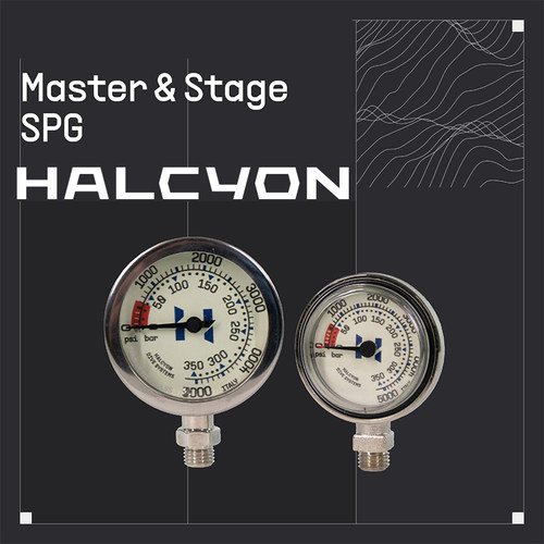 Halcyon 残压表 夜光玻璃金属单表休闲潜水小型侧挂气瓶高压表