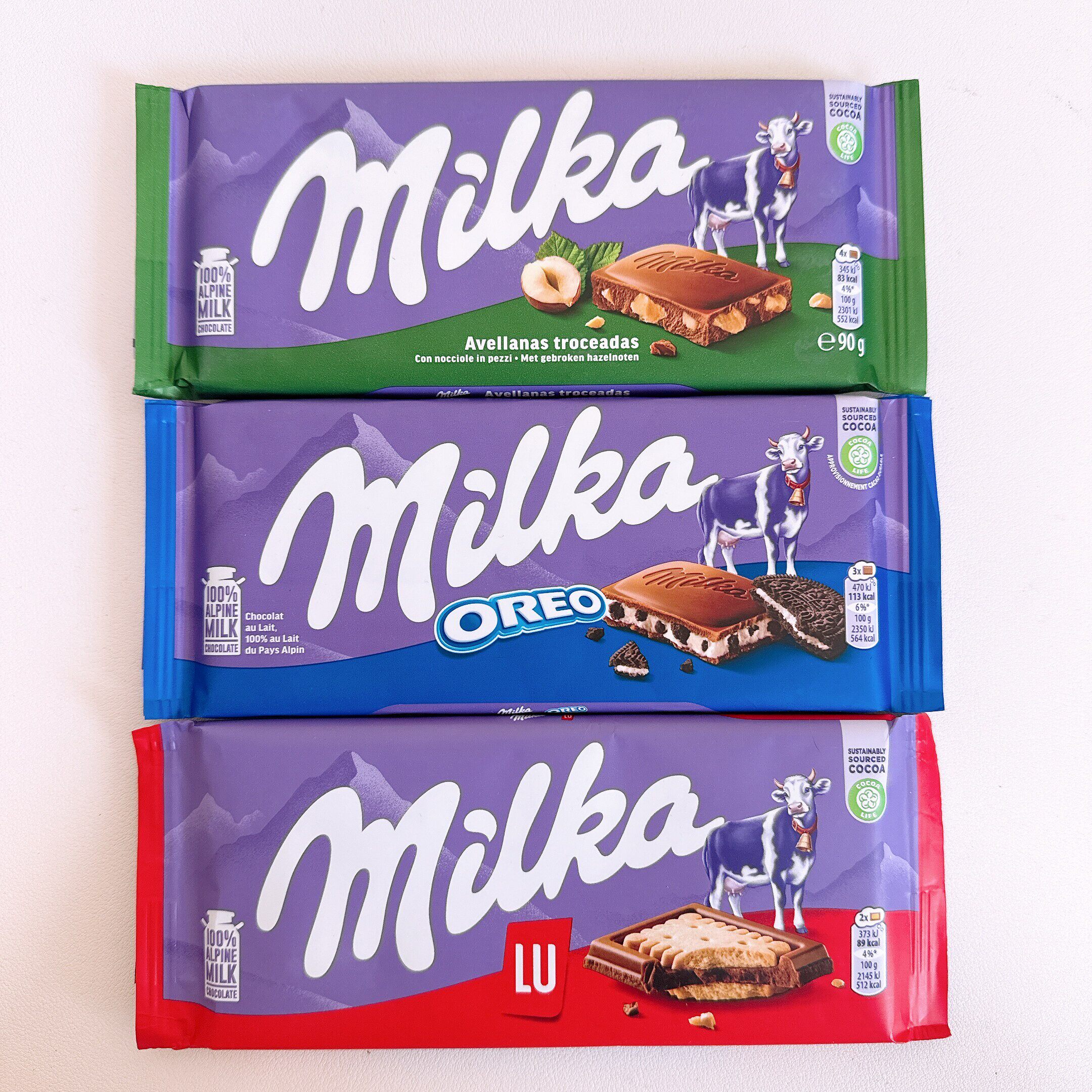 特价MILKA德国妙卡巧克力奥利奥夹心榛子巧克力LU饼干巧克力礼物