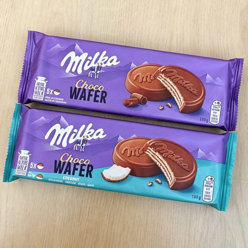 德国原装MILKA妙卡巧克力威化饼干椰子威化饼奥利奥夹心巧克力