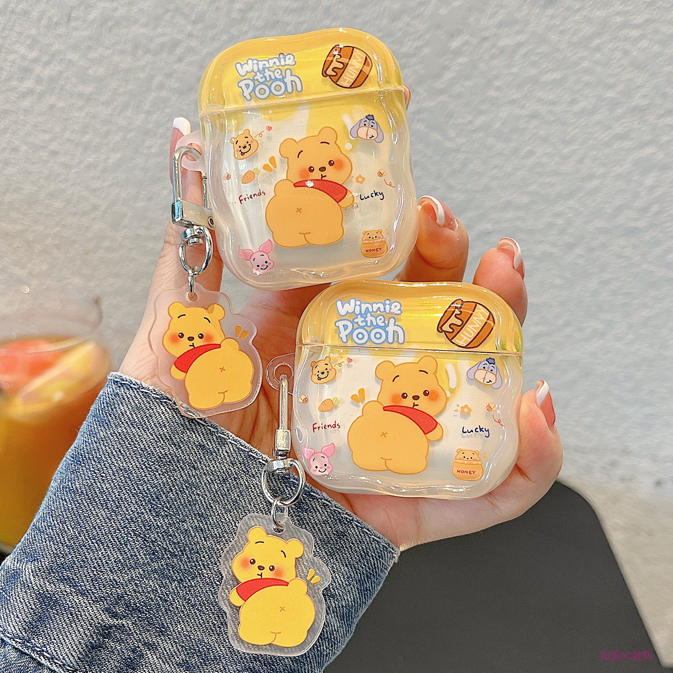 卡通可爱创意维尼小熊适用airpods pro2代保护套airpods3/4代苹果无线蓝牙耳机壳airpods1/2代硅胶软耳机壳,3C数码配件,耳机保护套,淘宝优惠券,粉丝福利购,淘宝优惠卷