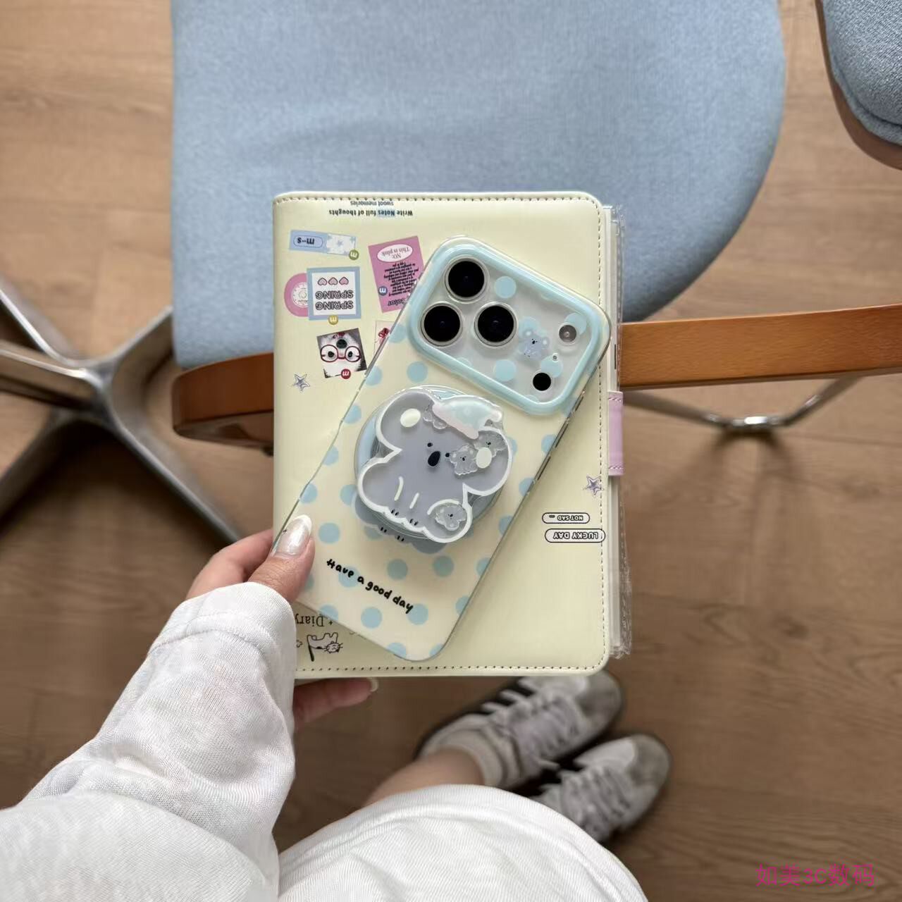 ins卡通波点考拉小象适用苹果17promax手机壳iphone17pro新款17女16pro磁吸支架15pro全包防摔硅胶双层手机套