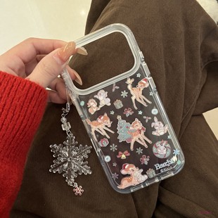 ins卡通小鹿斑比适用苹果17promax手机壳iphone16pro新款13女14pro带挂件15pro透明全包防摔手机套