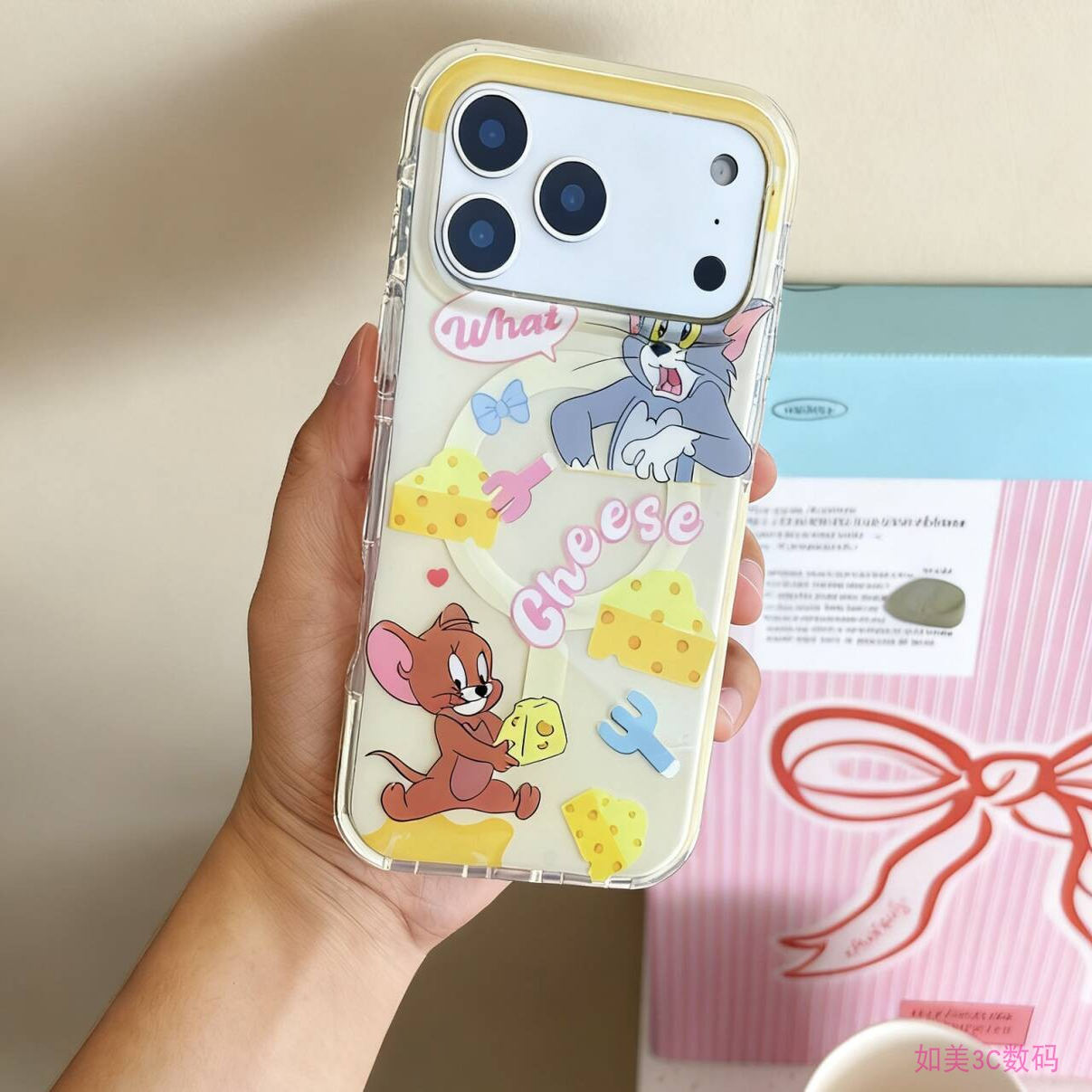 卡通猫和老鼠苹果磁吸支架手机壳