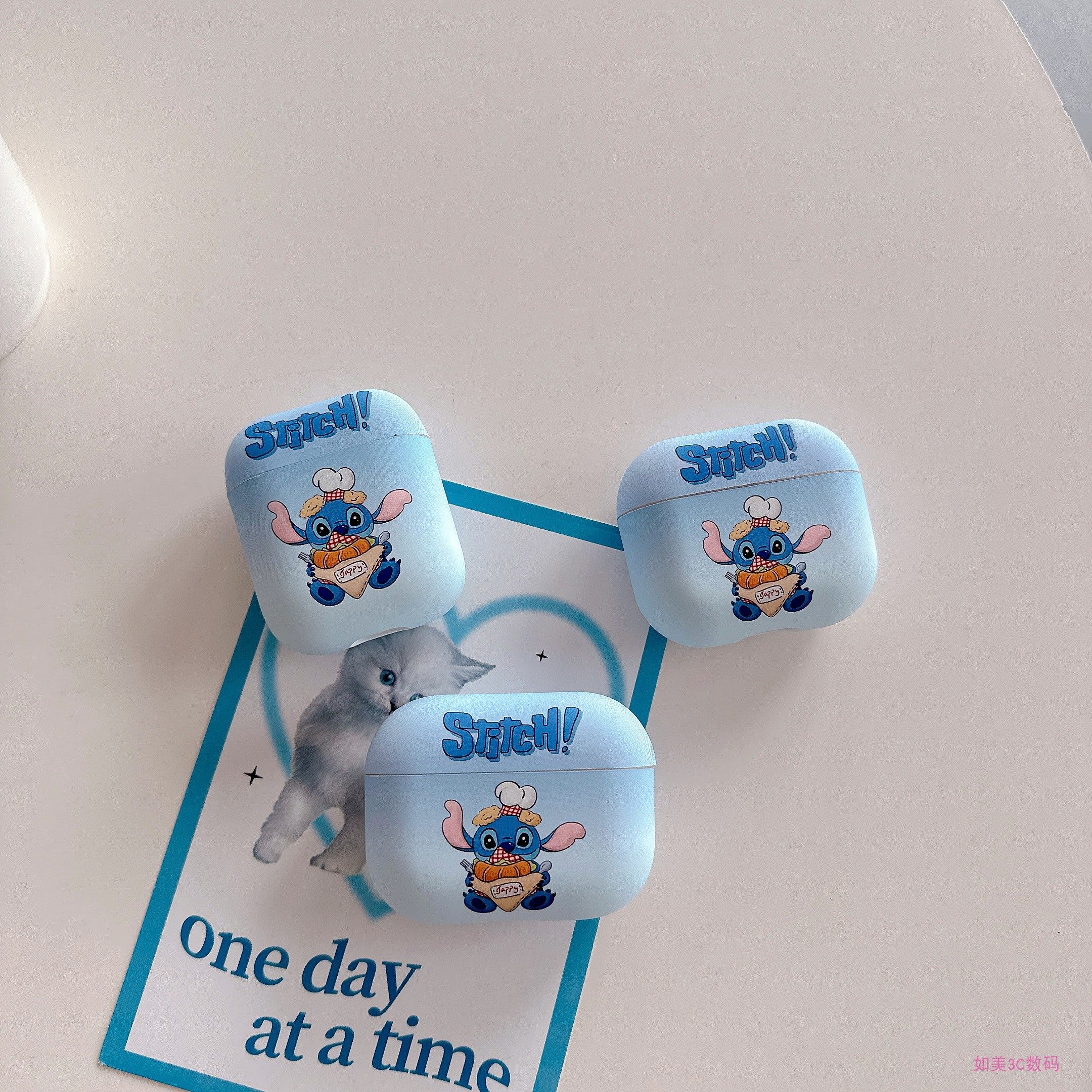 卡通可爱史迪仔适用Airpods3/4代耳机保护壳Airpods pro2代苹果无线airpods pro3蓝牙硅胶防摔磨砂软壳保护套