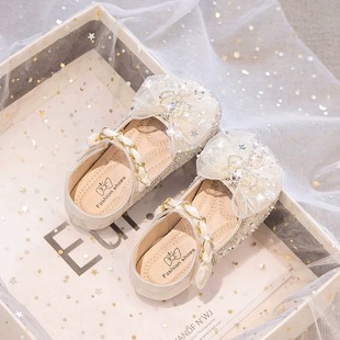 配礼服单鞋 真皮女童公主鞋 闪亮水晶鞋 软底儿童小皮鞋 2025春秋新款