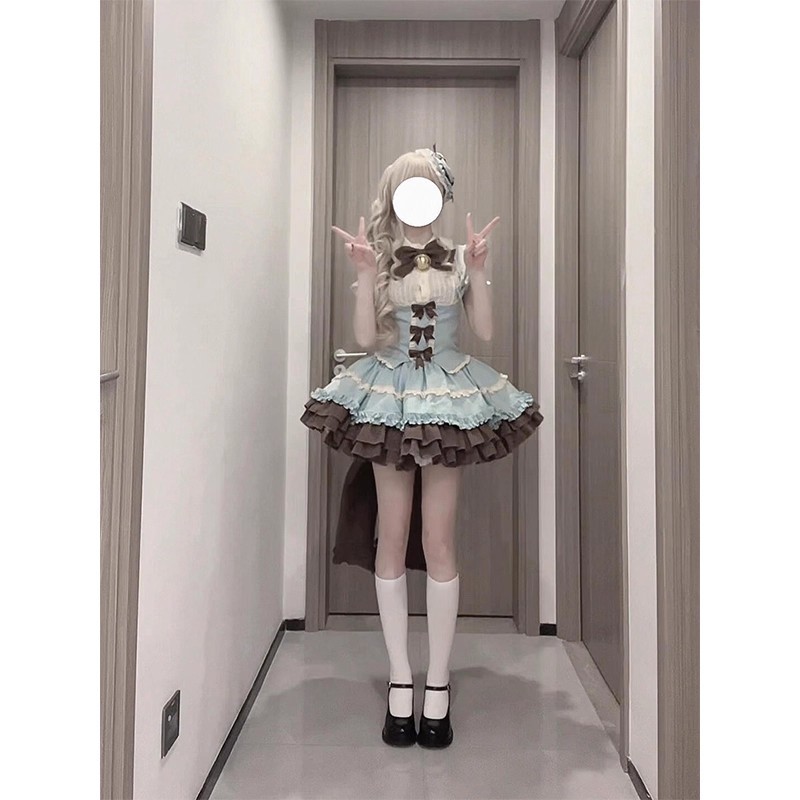 薄巧色狗短可爱少女感Lolita裙可爱托胸jsk洛丽塔lo裙公主裙洋装