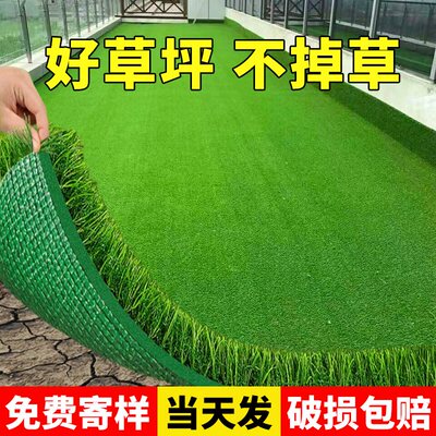 加厚绿色仿真草坪地毯人工造塑料假草皮地垫足球场幼儿园户外铺垫