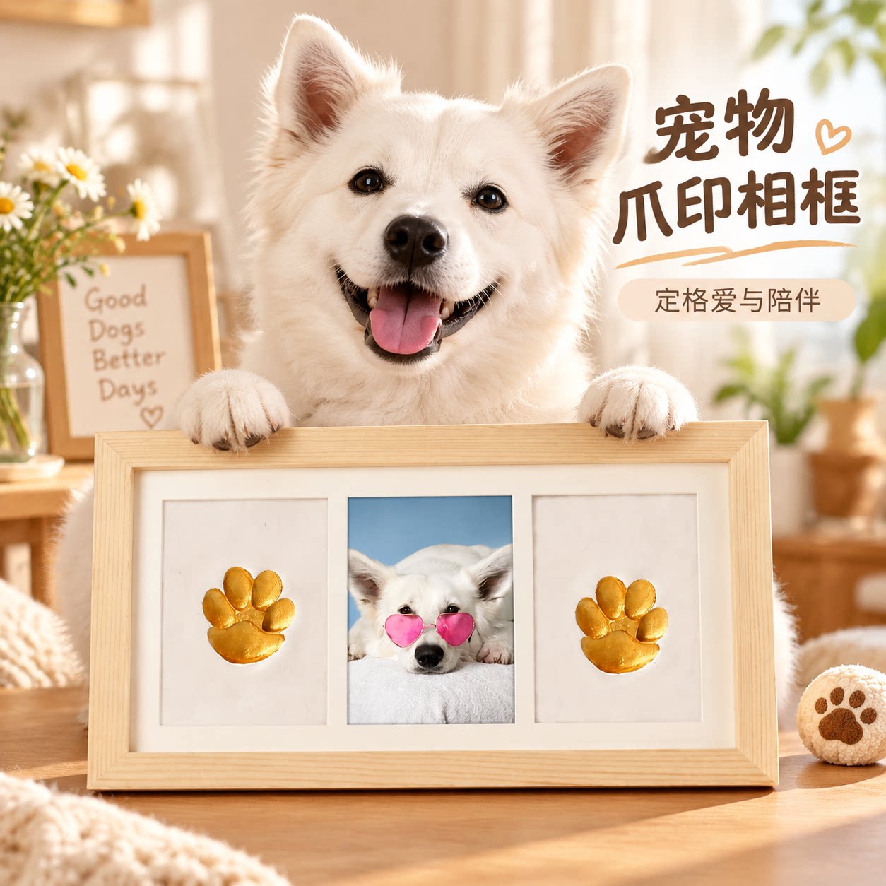 狗狗爪印纪念宠物手脚印印泥相框diy猫咪爪印泥留念宠物印泥相框