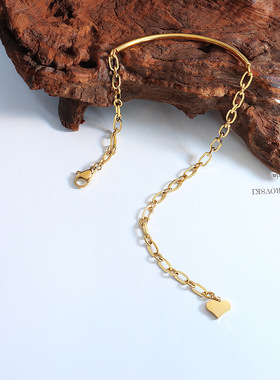 法式简约小众设计原创微笑流苏钛钢手链饰品配件首饰不掉色