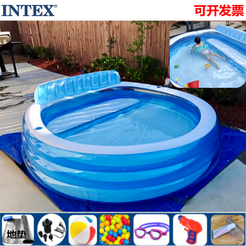 宝宝加厚靠背水池正品出口大号家庭花园游泳池成人圆形浴池波波球