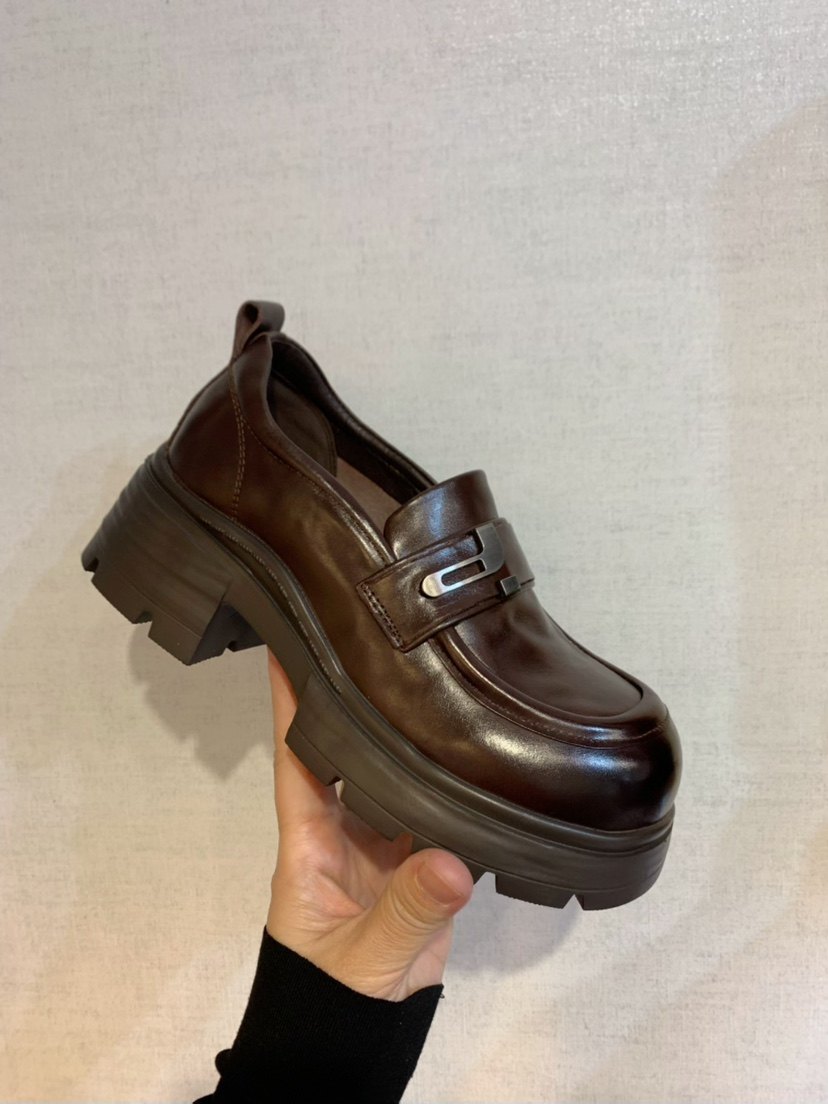 英伦风真皮乐福鞋女2026春新款法式深口单鞋复古厚底粗跟小皮鞋,女鞋,深口单鞋,淘宝优惠券,粉丝福利购,淘宝优惠卷