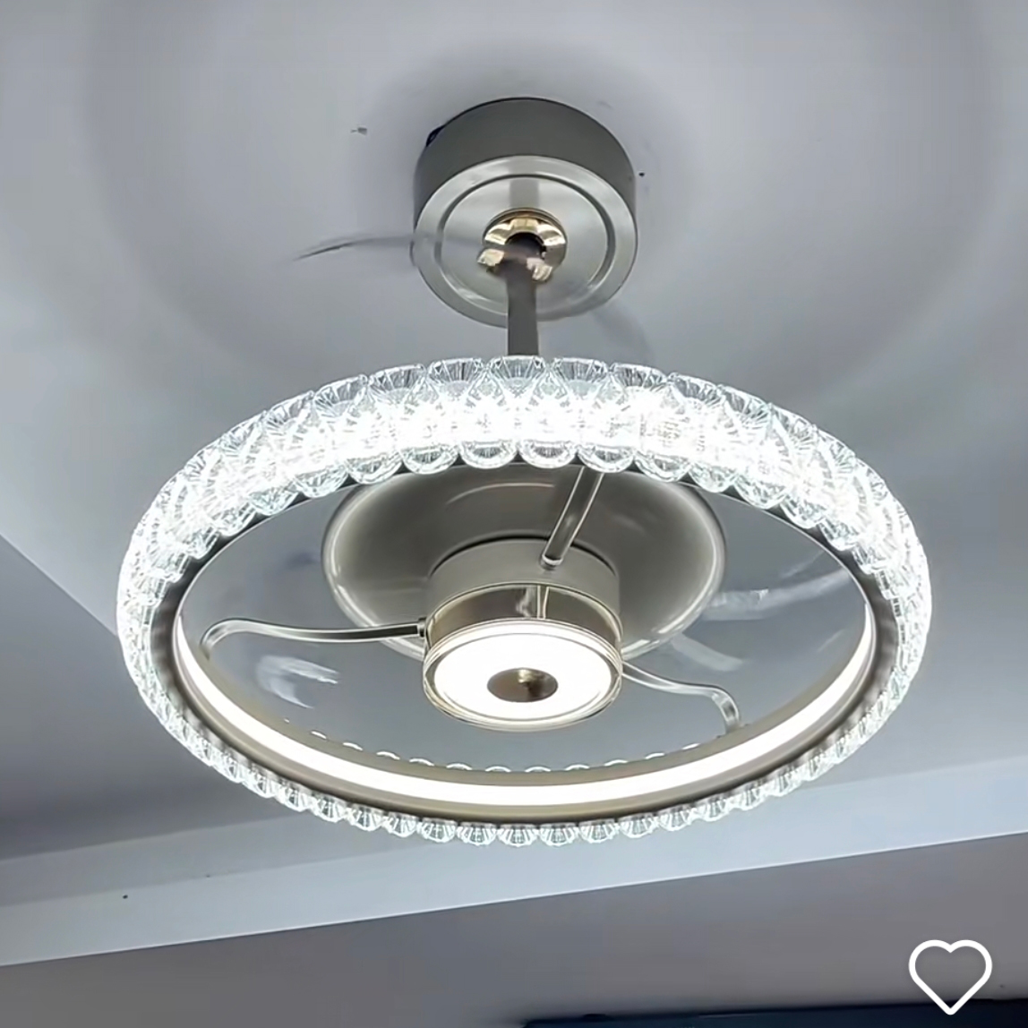 实体正品孔雀翎现代轻奢客餐厅风扇灯灯具LED全光谱智能三色变光