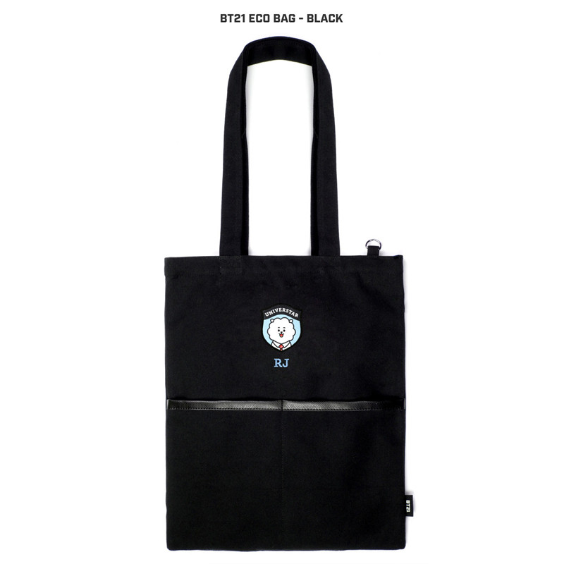 韩国BTS防弹少年团BT21牛津布单肩包黑白牛津棉环保购物包帆布包