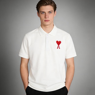 纯棉宽松基础款 Ami 男夏季 简约Polo套头衫 翻领上衣 Paris短袖