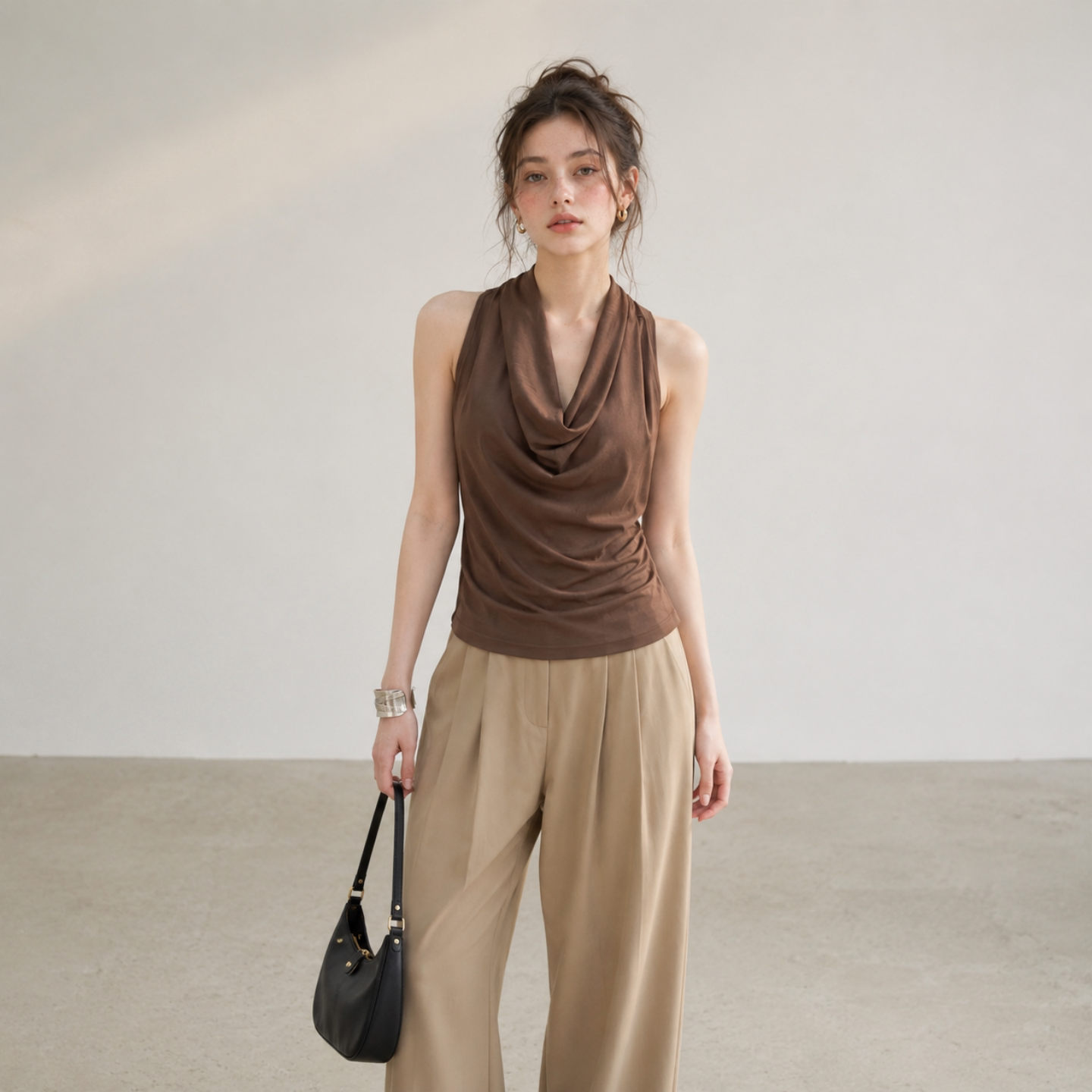 2026夏季法式挂脖修身吊带背心女图片