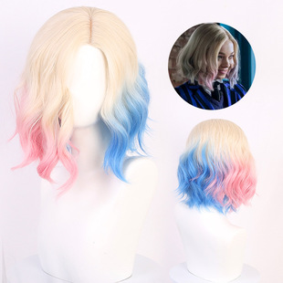 星期三狼女孩日常个性短发欧美渐变挑染头发 cos动漫角色仿真假发