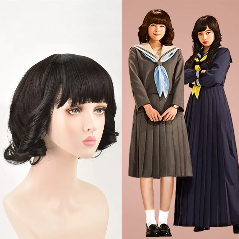 角色假发我是大哥大赤坂理子日常自然梨花卷cosplay假发